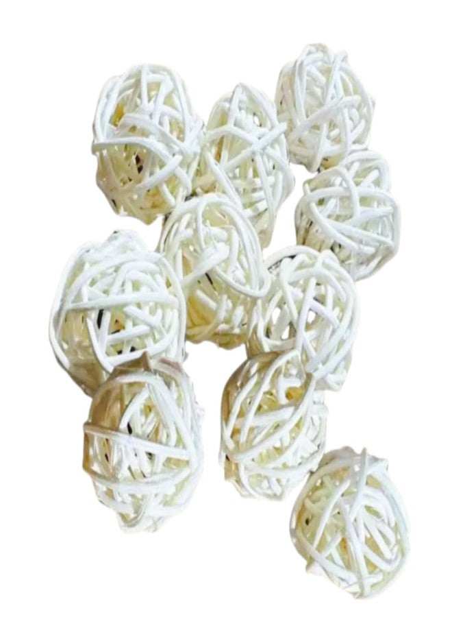 WaigN 10Pcs 3CM Natural Rattan Balls Parrot Chewing Toys, for Conures, Parakeet, Cockatoo, Hamsters, and Bunny, Primary Color Wicker Balls for DIY Crafts, Party, Bedroom, Bathroom, and Toilet Decorations - Image 1